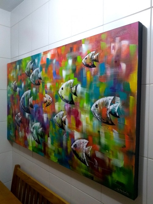 Quadro Decorativo Pintado A M O Peixes A Medida X Cod