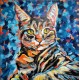 Quadro decorativo  pintado a mão gato medida 60x60  