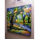 Quadro decorativo pintado a mão arvore  medida 80x80