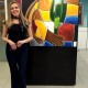 Quadro decorativo pintado a mão releitura de Tarsila do Amaral por Katia Almeida , O Abaporu  medida  80x100 