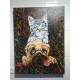 Quadro decorativo  pintado a mão cachorro e gato medida 80x60  