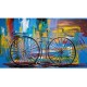 Quadro decorativo pintado a mão tema bike, ciclismo, bicicleta medida 70x120 código 1401