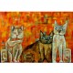 Quadro decorativo pintado a mão gatos medida 70x100 