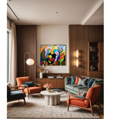 Quadro decorativo pintado a mão tema Sagrada família  Modelo 4 medida 100x120 