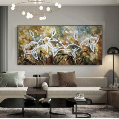 Quadro decorativo floral moderno abstrato,modelo 2,  medida 70x140 cor 2 Código 1405