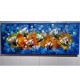 Quadro decorativo pintado a mão peixes 1A medida 40x100