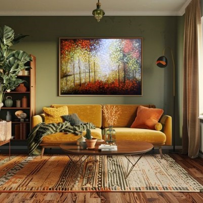 Quadro decorativo pintado a mão paisagem medida 100x150 