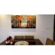 Quadro decorativo pintado a mão paisagem abstrato arvores 80x150 COD 1322