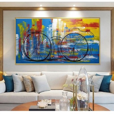 Quadro decorativo pintado a mão tema bike, ciclismo, bicicleta medida 80x150 