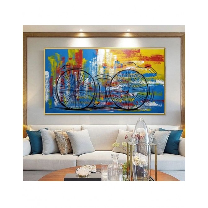 Quadro decorativo pintado a mão tema bike, ciclismo, bicicleta medida 80x150 