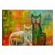 Quadro decorativo pintado a mão gatos medida 70x100 