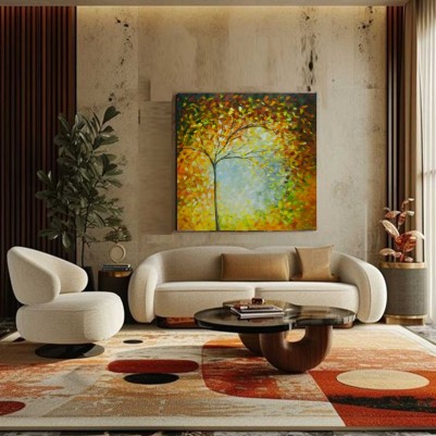 Quadro decorativo pintado a mão arvore  medida 90x90