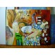 Quadro decorativo pintado a mão releitura da obra O beijo de Klimt por Katia Almeida 80x100 