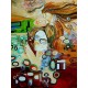 Quadro decorativo pintado a mão releitura da obra O beijo de Klimt por Katia Almeida 90x120 