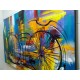 Quadro decorativo pintado a mão tema bike, ciclismo, bicicleta medida 80x120