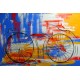 Quadro decorativo pintado a mão tema bike, ciclismo, bicicleta medida 80x120 